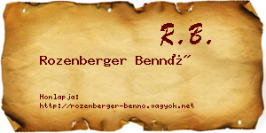 Rozenberger Bennó névjegykártya